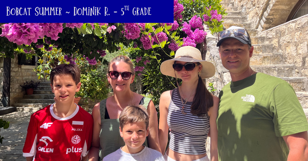 Bobcat Summer - Dominik R. - 5th Grade Family smiling outside