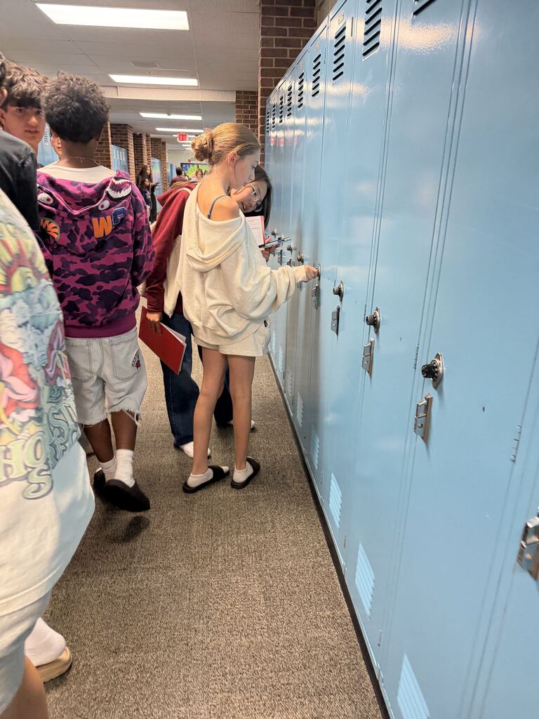a student opening her locker