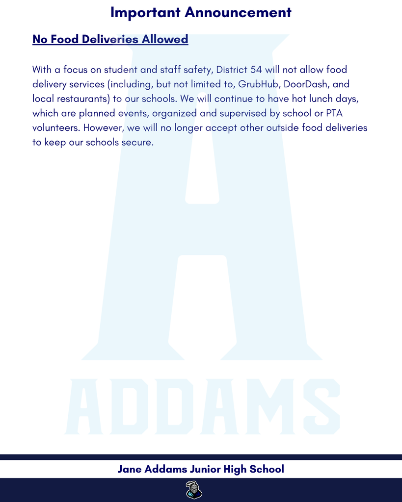 An announcement on food deliveries