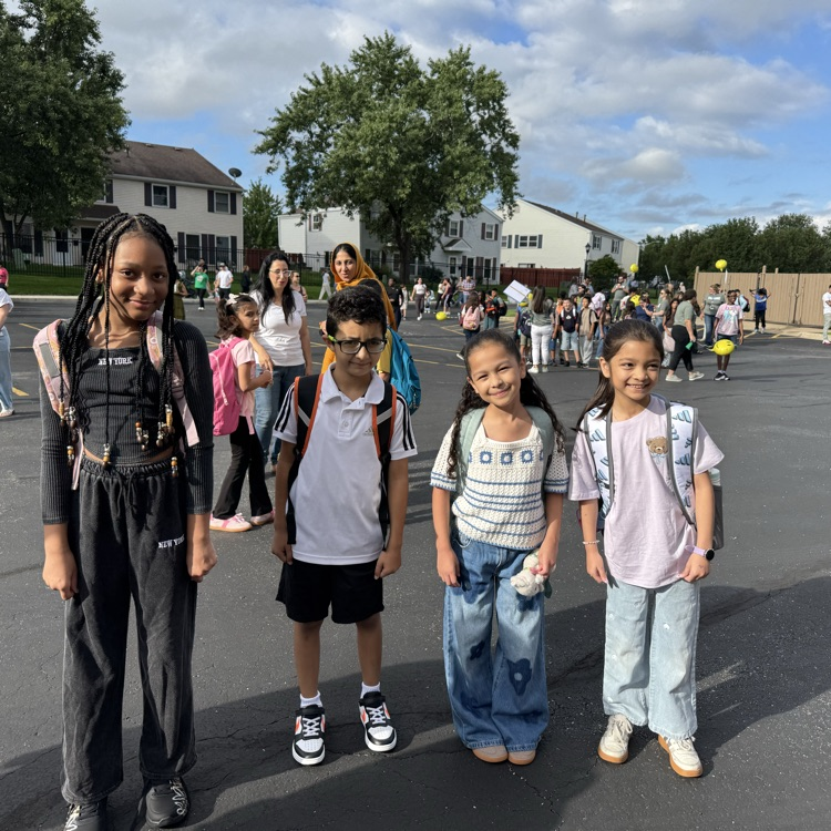 students standing in line in first day