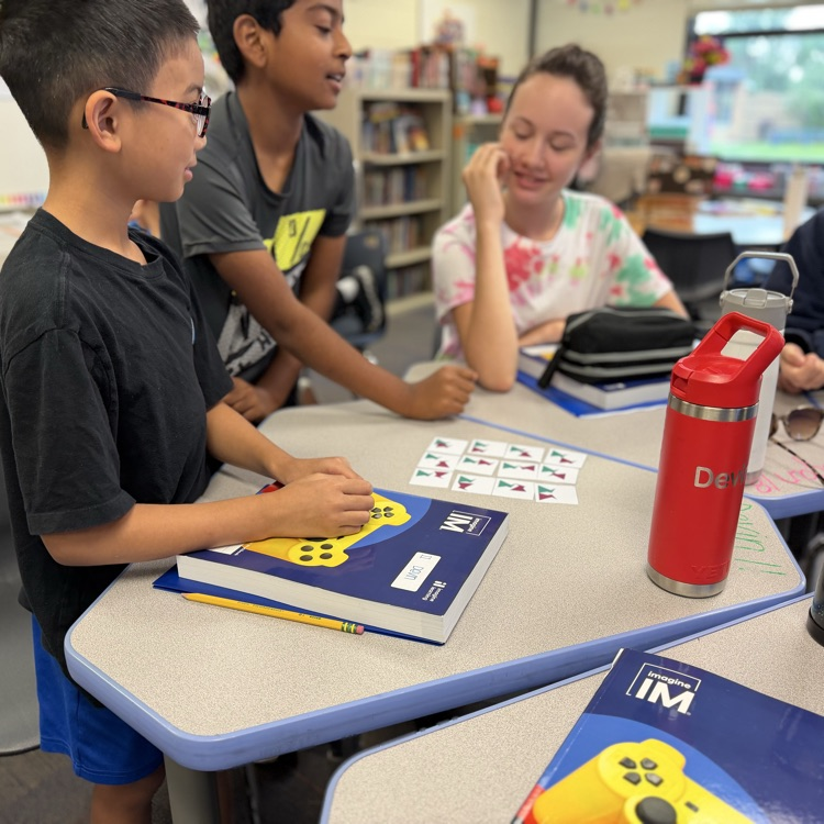 students looking at their sorted cards 