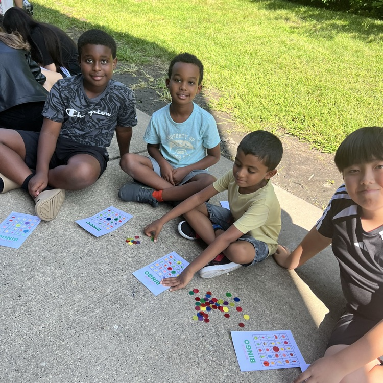 Students enjoying harvest day bingo!