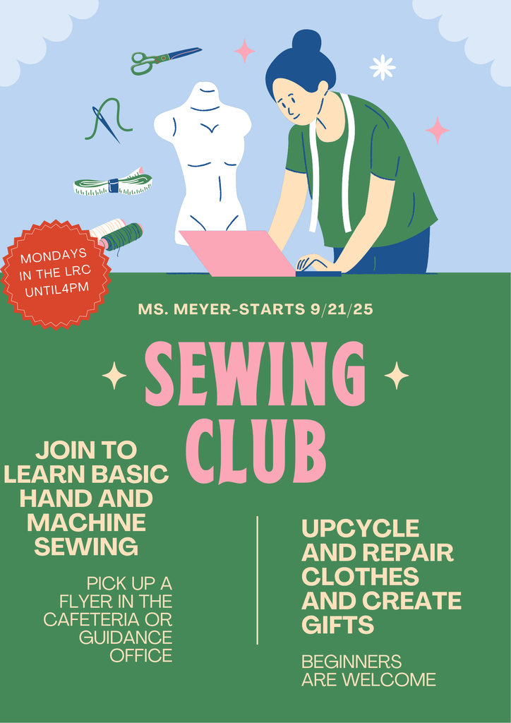 A promotional flyer for sewing club