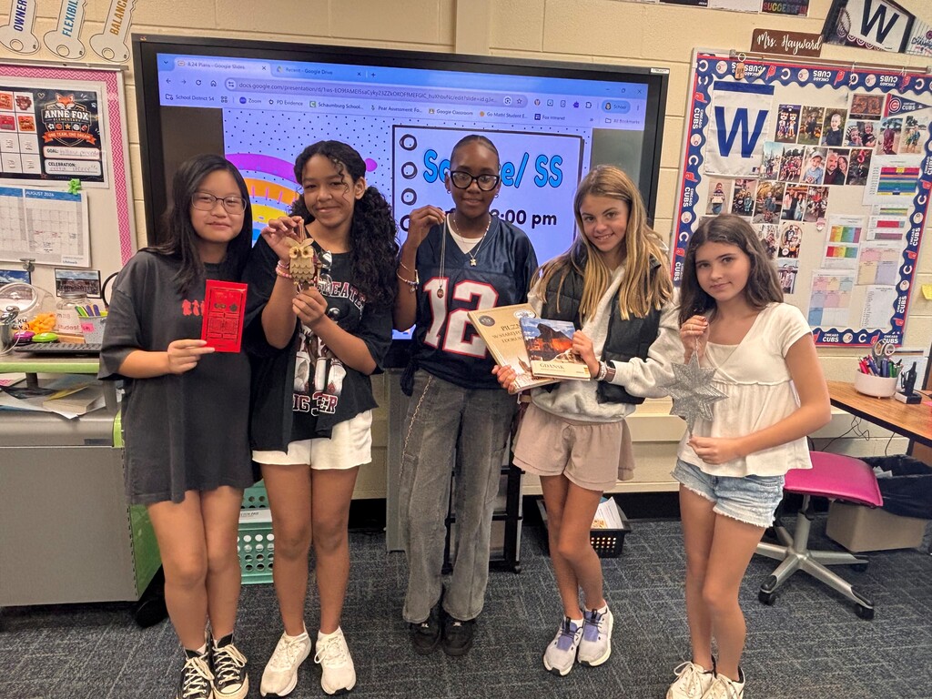 Students showing off their culture items