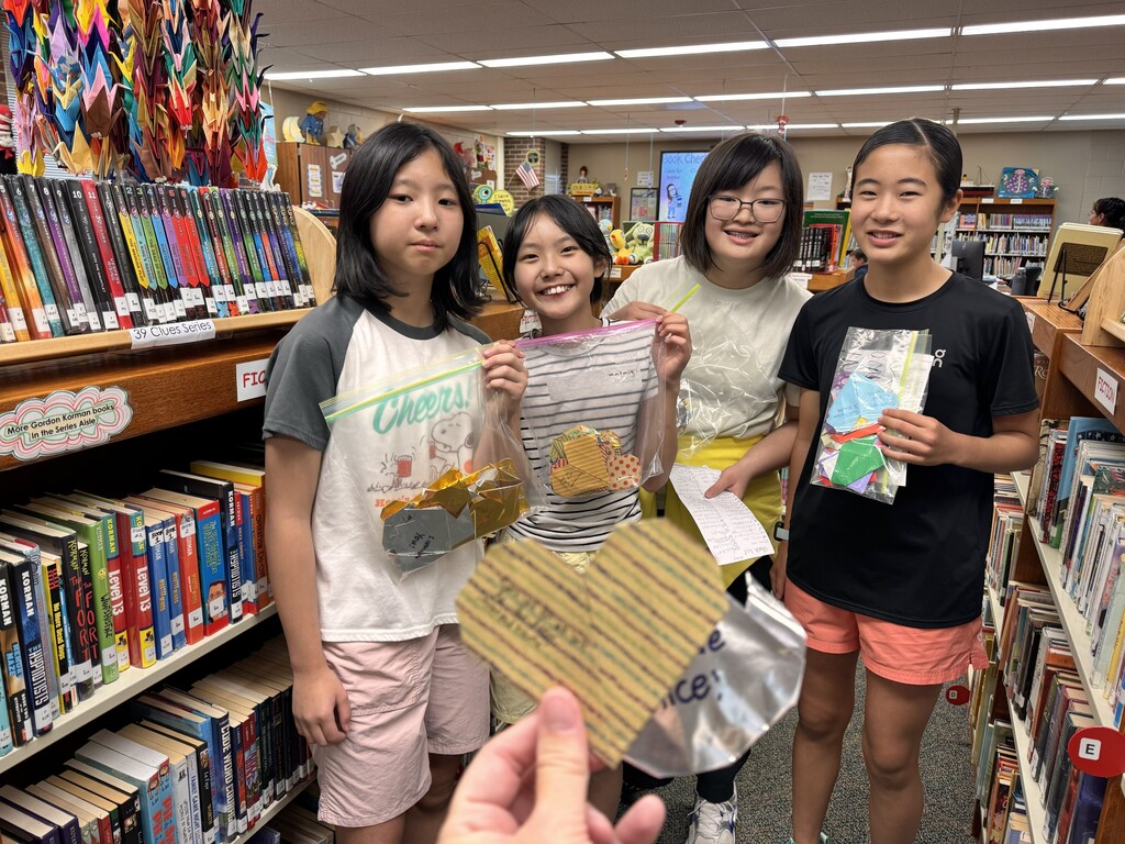 Students with kindness project origami 