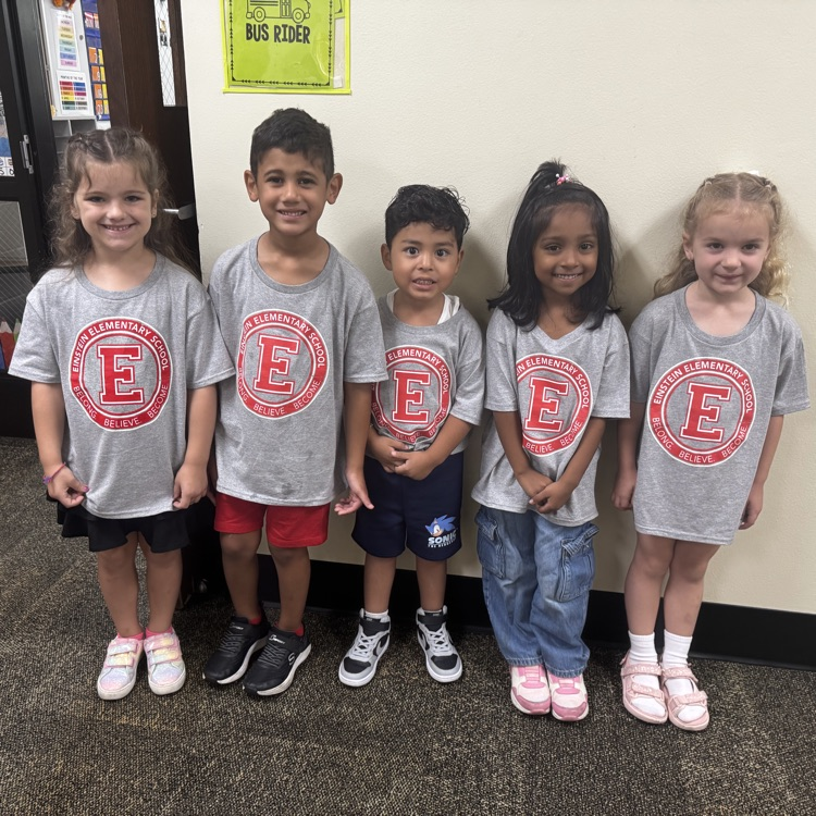Kindergarten students wearing Einstein shirts