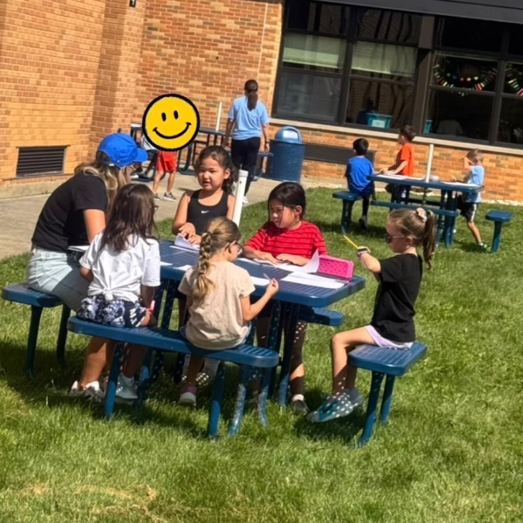 students working in our courtyard