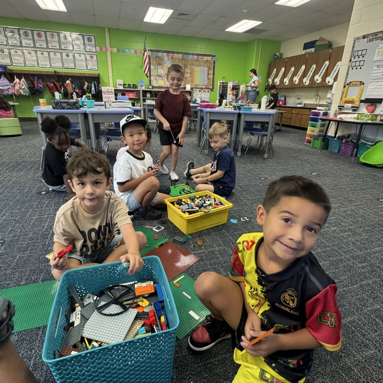 Students being “makers” in discovery building with Legos.