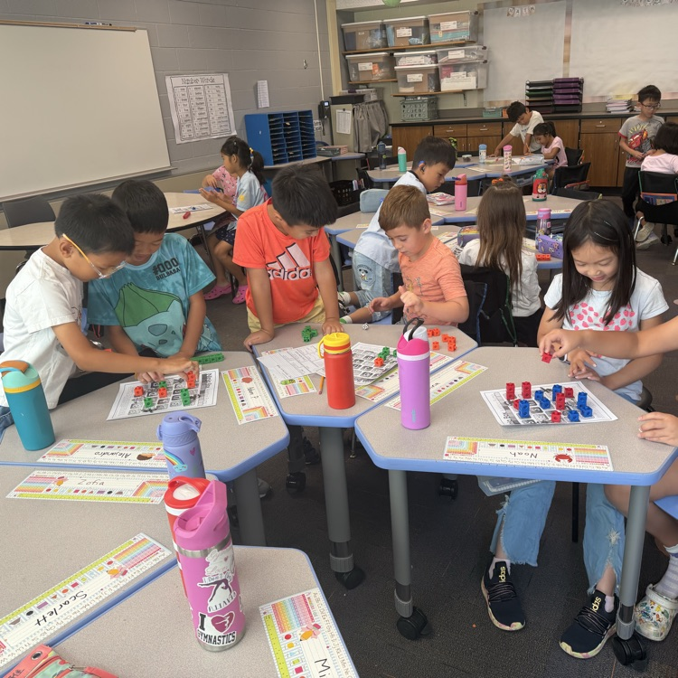 six students playing ninja addition bump