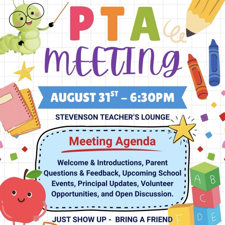 Stevenson PTA meeting Monday, August 31 at 6:30