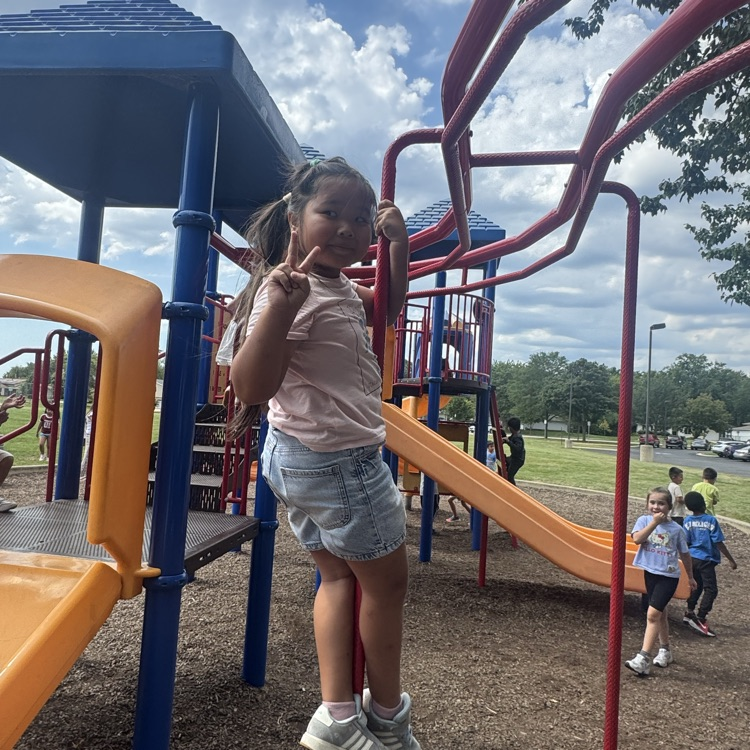 A 2nd grader on the monkey bars