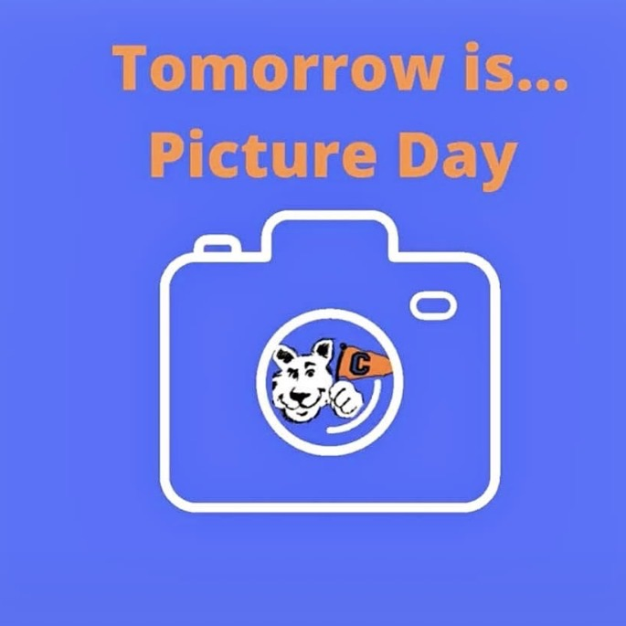 image of camera with Cody in the lens and Tomorrow is Picture Day
