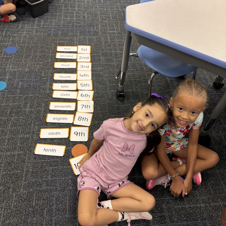 1st graders matching numbers to their names.