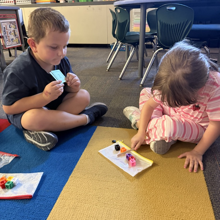 a bo y and girl working together to count cubes 
