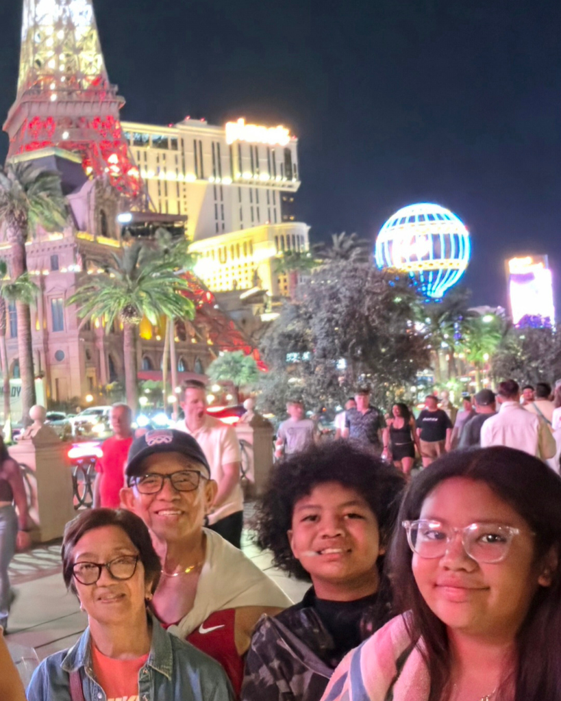Grandparents with their grandchildren outside in Las Vegas