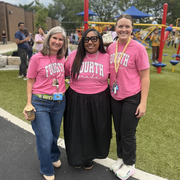 Fourth grade teachers outside on playground
