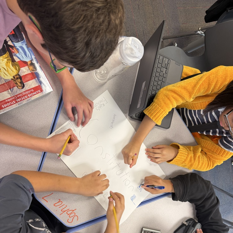 students working poster