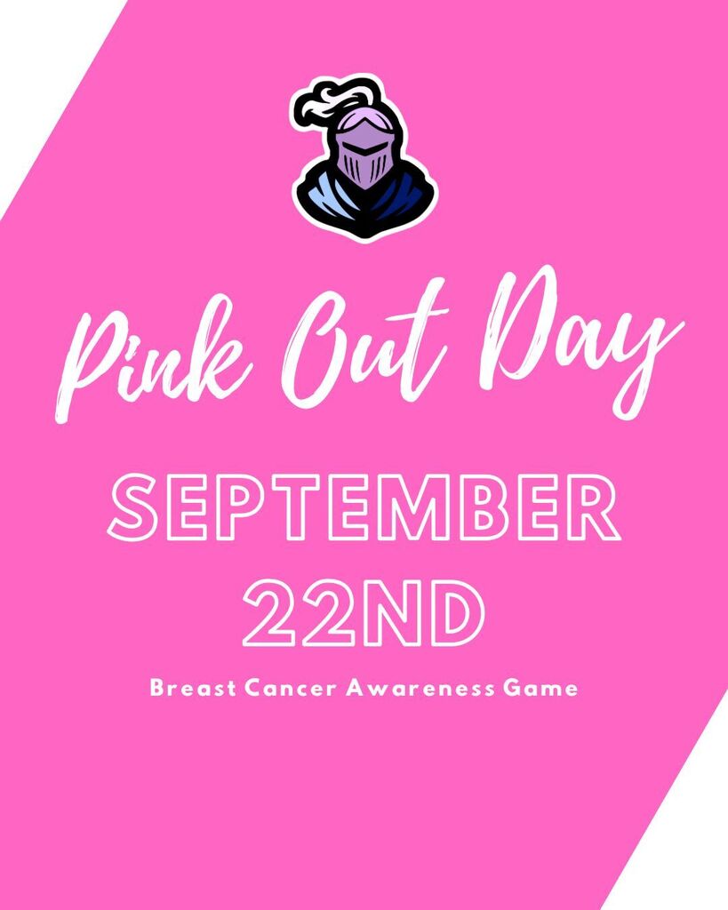 A promotional flyer for a pink out game for breast cancer awareness