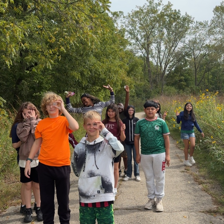 5th graders on a nature walk. 