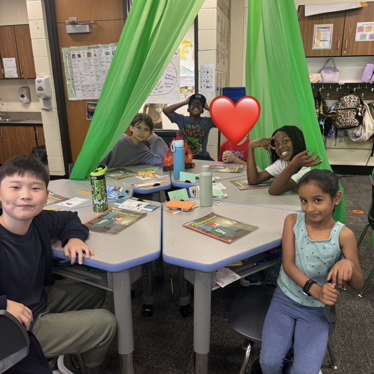 students in a tent