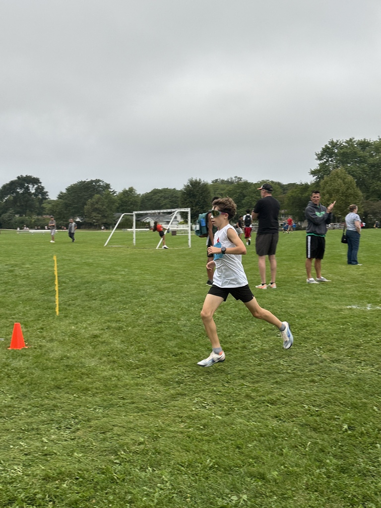 A student in cross country running