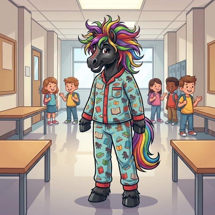 Stallion with crazy hair and PJ’s