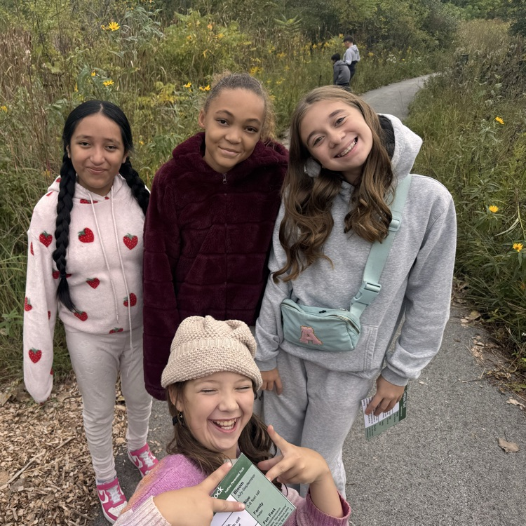 four girls on the trail at Spring Valley