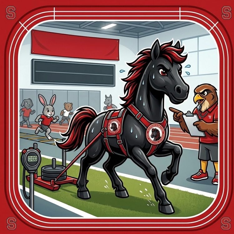 Stallion training for a race