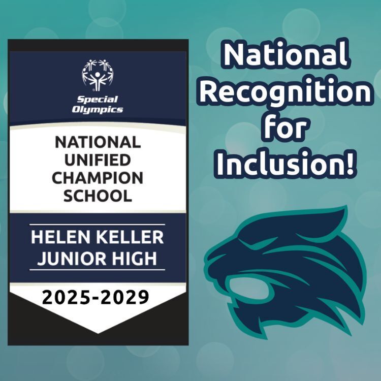 national unified champion school banner 2025-2029 and keller logo