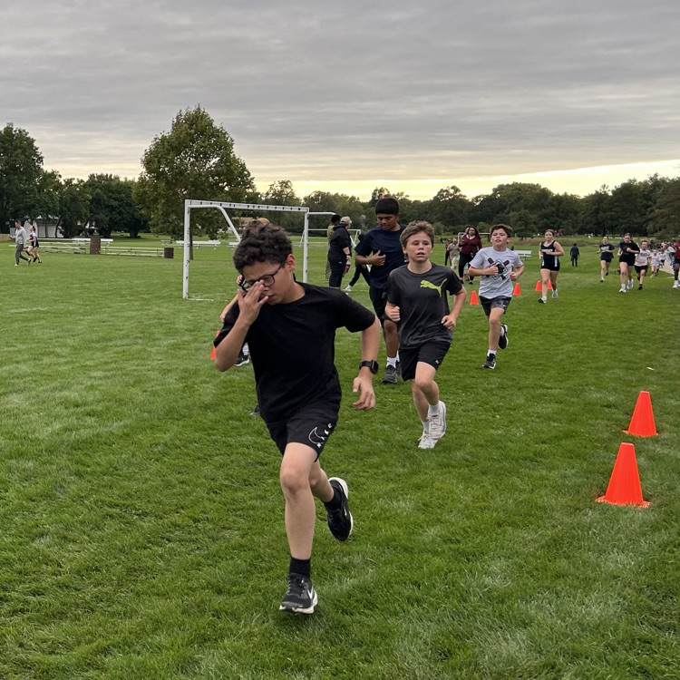 Sixth graders running outside
