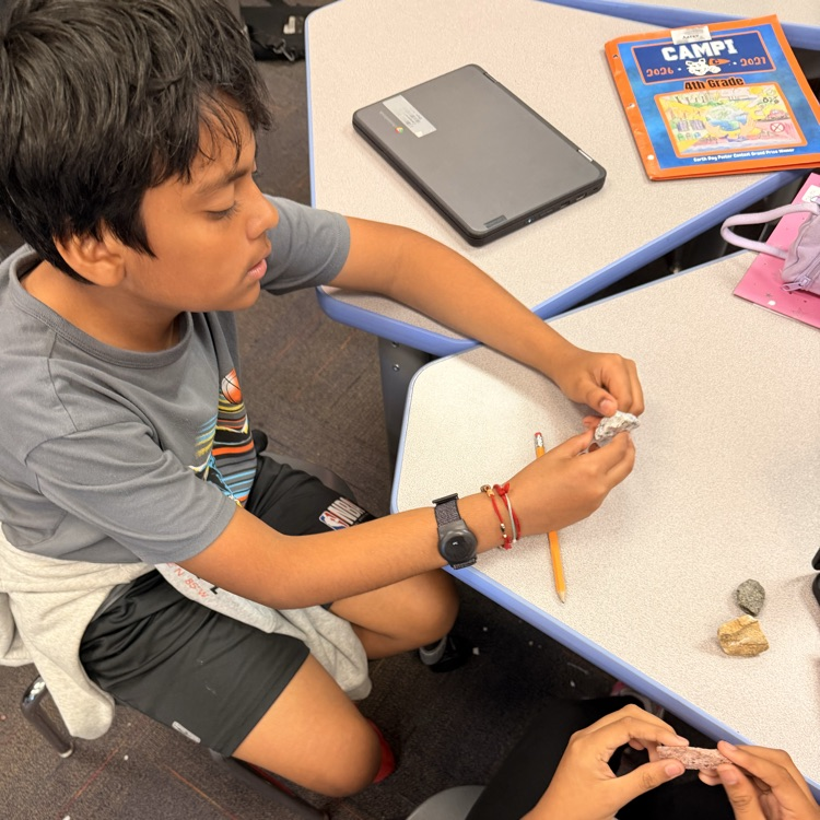 students looking at rocks