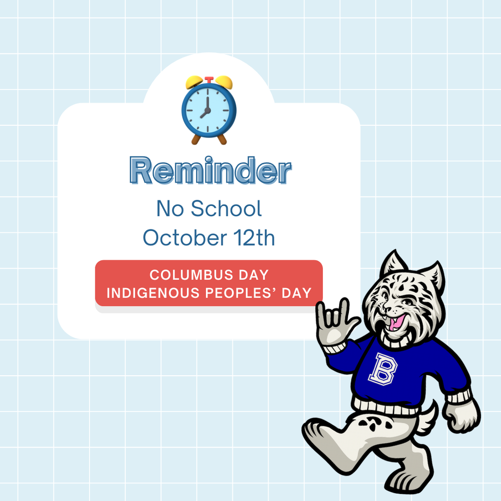 Reminder: No School - Monday, October 12th - Comunbus Day/Indigenous Peoples' Day