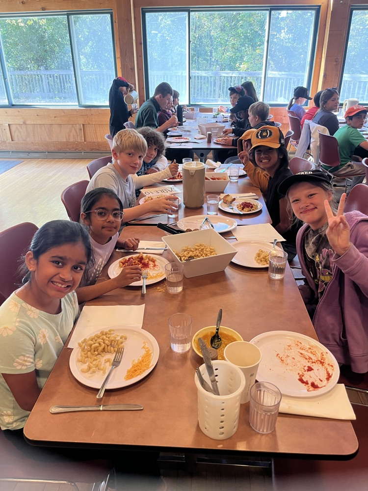 students eating at a table