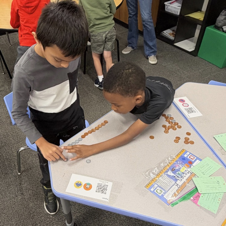 students working with money