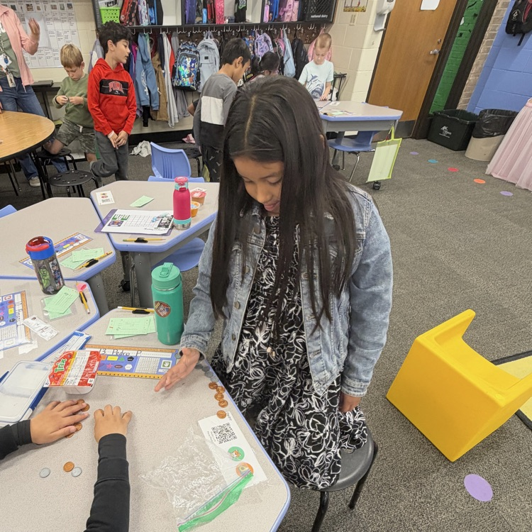 students working with money