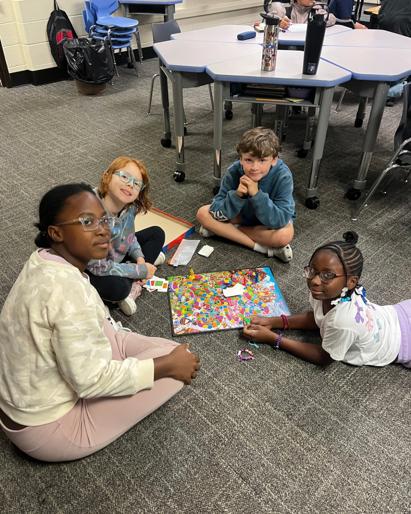 Students playing Candy Land