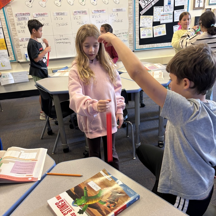 students holding a ruler and objects