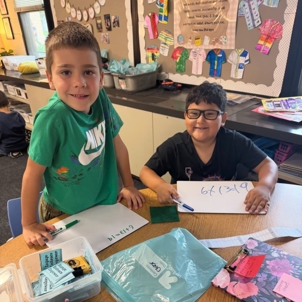 kids doing math together 