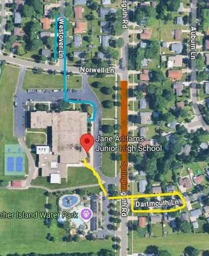 Student drop off map