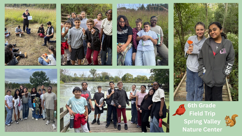 pictures of students having fun at a forest perserve