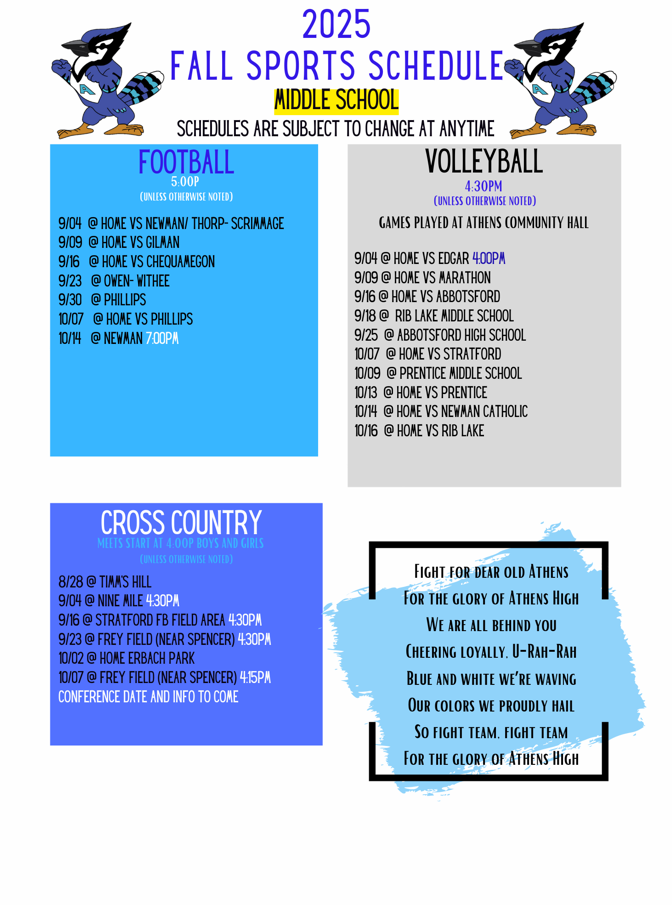 MS Fall Sports Schedule