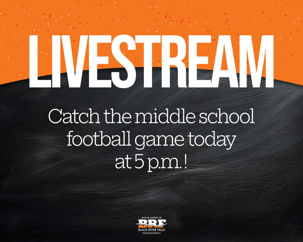 Catch the middle school football game today at 5 p.m.!
