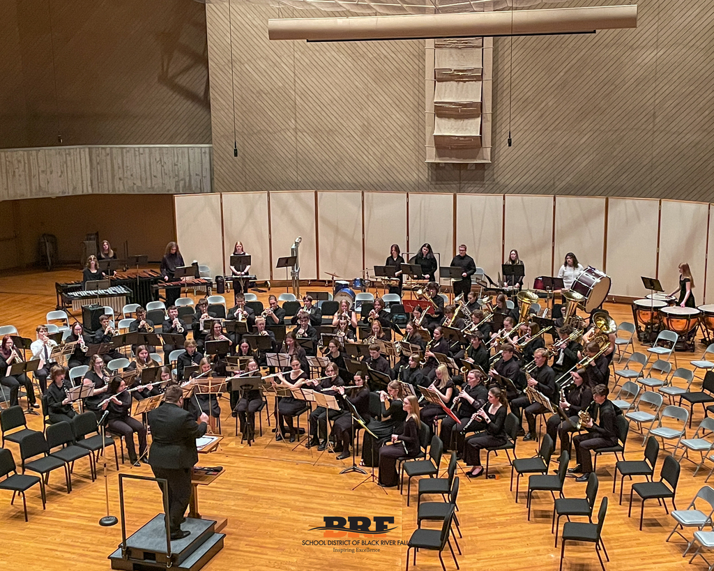 Ensemble playing a song in a concert hall.