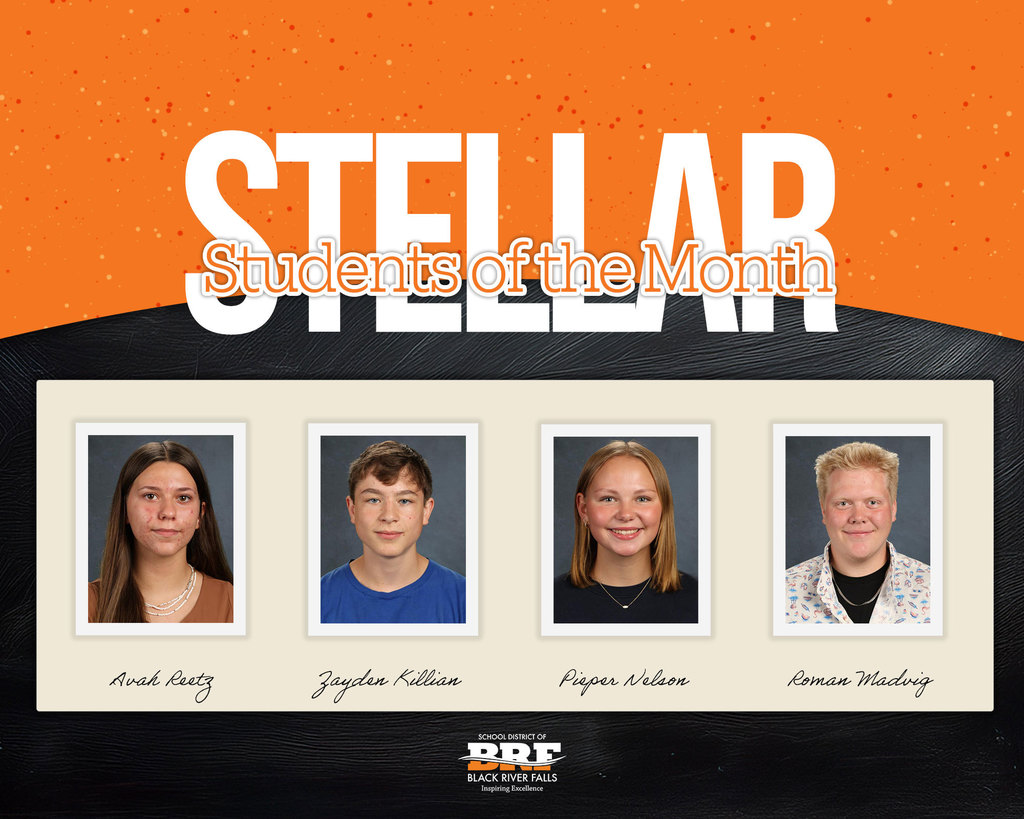 Stellar Student of the Month: Avah Reetz, Zayden Killian, Pieper Nelson, Roman Madvig