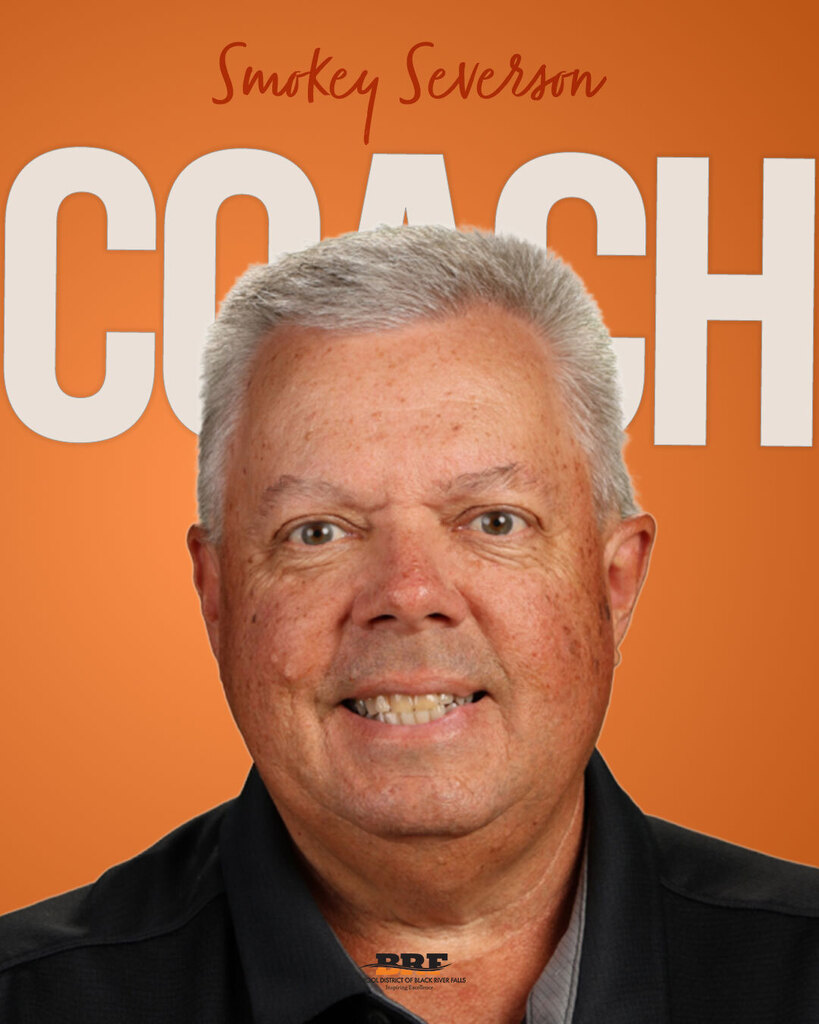 Portrait of a man. Text on image: Smokey Severson Coach