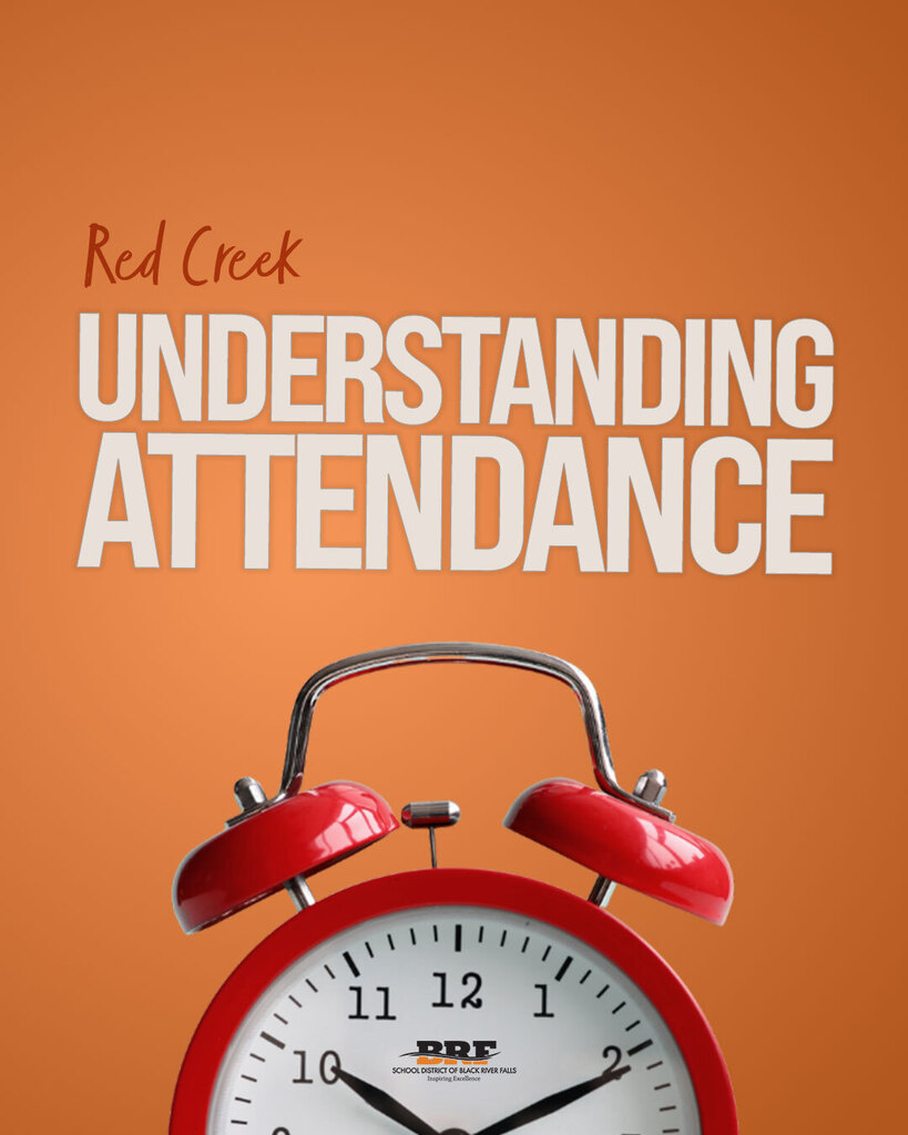 Text on graphic: Red Creek. Understanding Attendance. Decorative image on graphic: Red alarm clock.