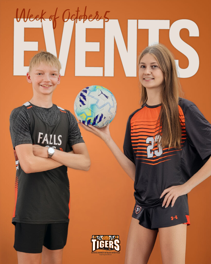 Image of boy and girl under sign that says week of october 5 EVENTS