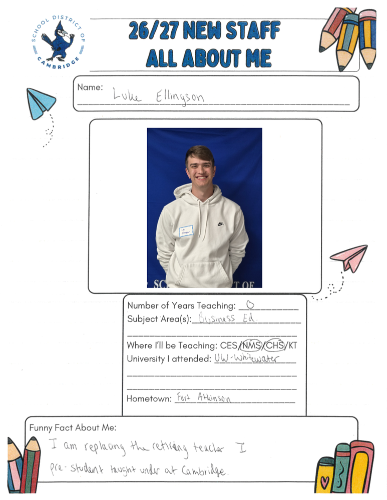 Celebrating New Teacher Luke Ellingson