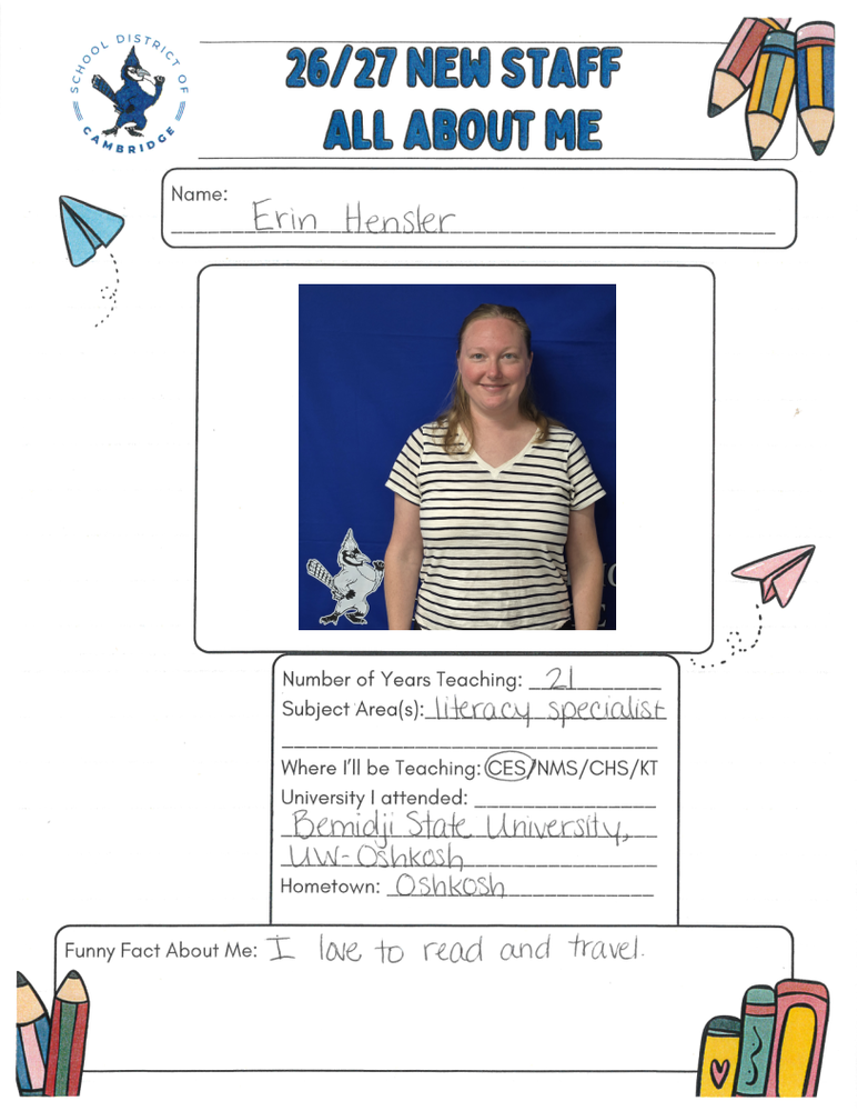 Welcome New Teaching Staff (2026/2027 School Year)