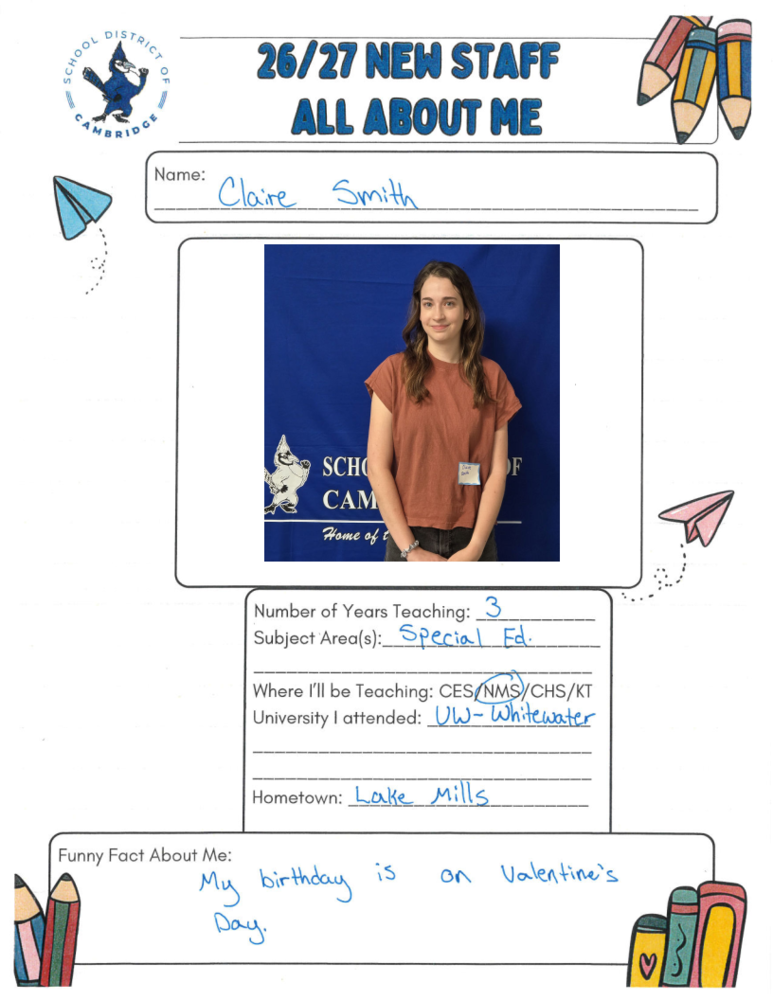 26/27 New Staff Member - Claire Smith